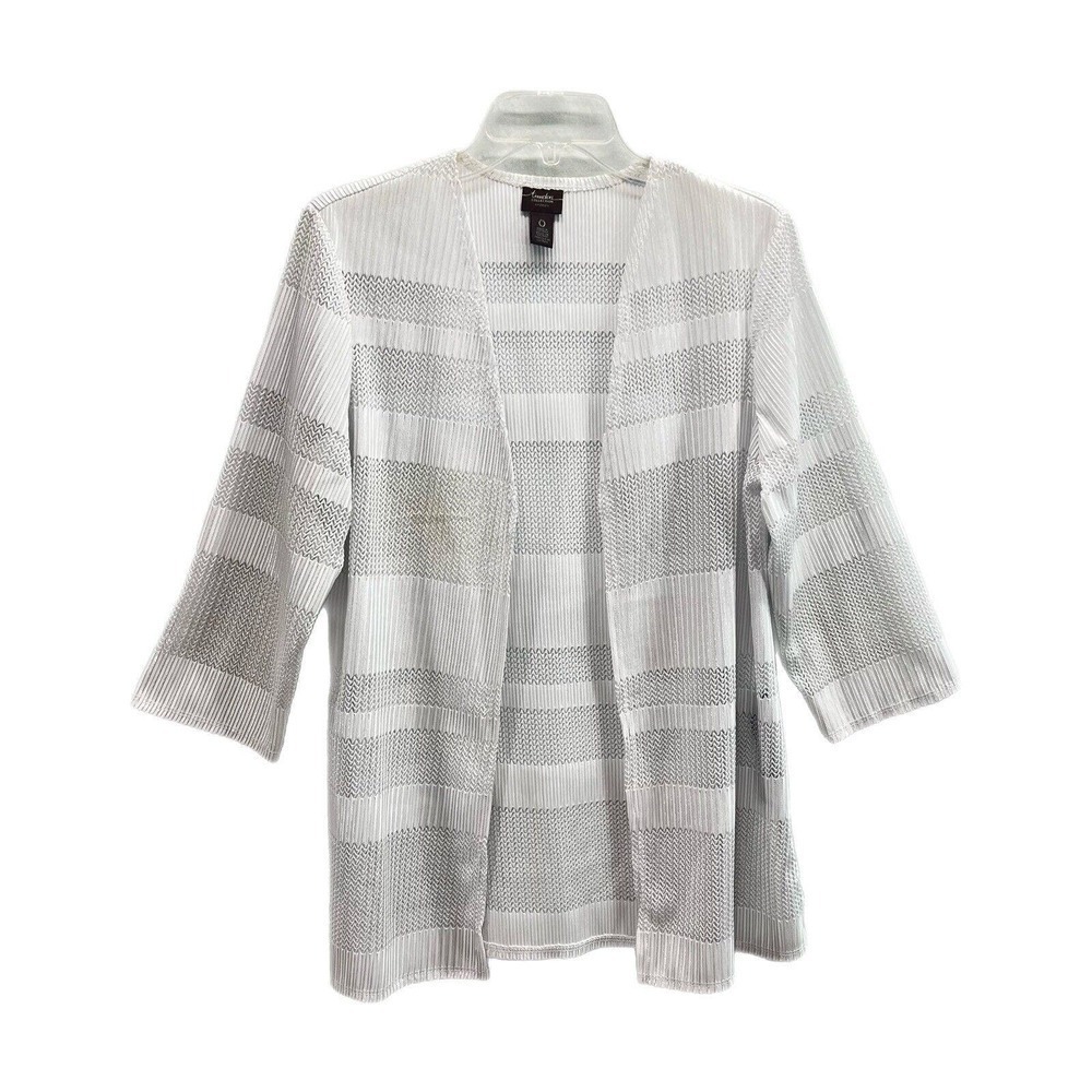 Chicos Travelers Cardigan Size 0 Small Lightweight Open Knit Cover Up Cruise